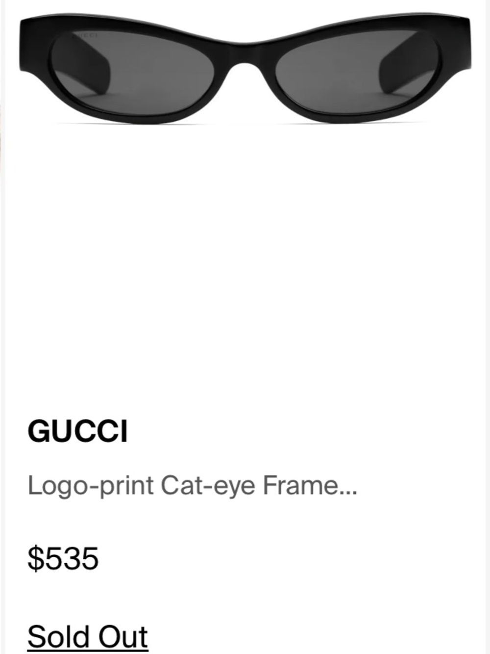NWT GUCCI GG1635S Black Cat-Eye Sunglasses (003) 53 - 17 - 140 - Picture 1 of 16